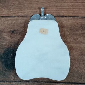 White Marble Pear Cheese Charcuterie Board Metal Leaf Stem